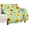Cute Floral Pattern Girly Watercolor Yellow Sunflowers Aesthetic Design Throw Blanket Furry Blankets For Baby Blankets