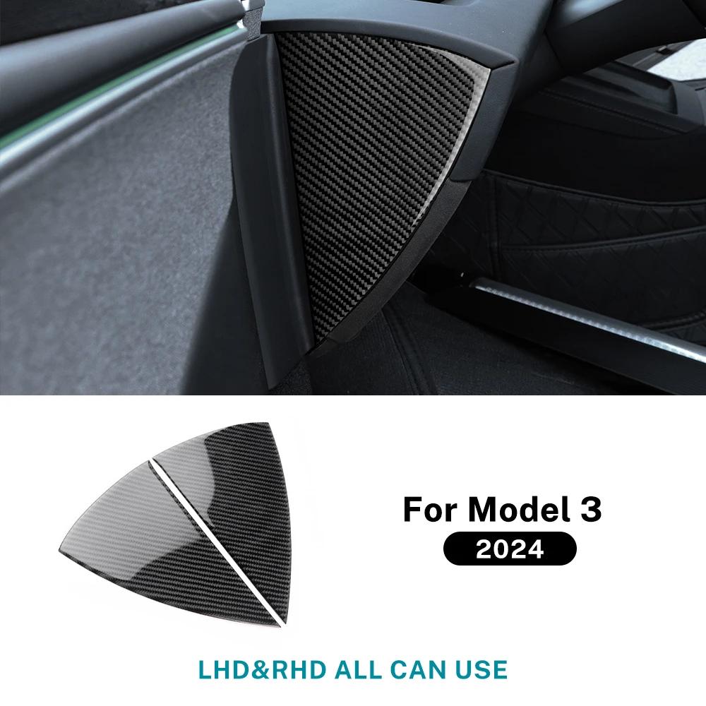 Carbon Fiber Interior Sticker for Tesla Model 3 Highland 2024 Front Door Slot Panel Trim Decorative Cover