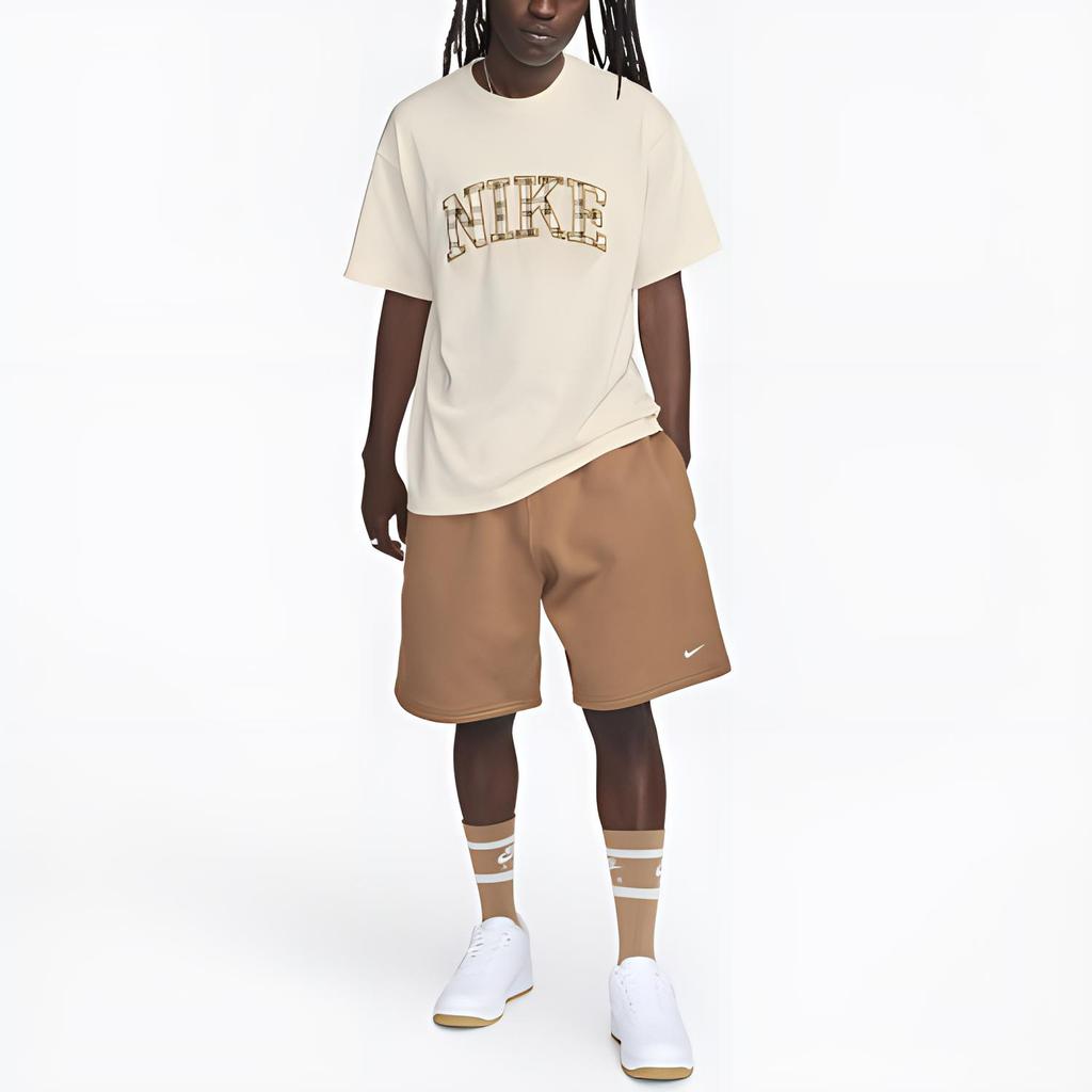 Nike Daily Vintage Series Letter Logo Print Plaid Casual Sports Spliced Comfortable Crew Neck Pullover Short Sleeve Drop Shoulder T-Shirt FB2736-110