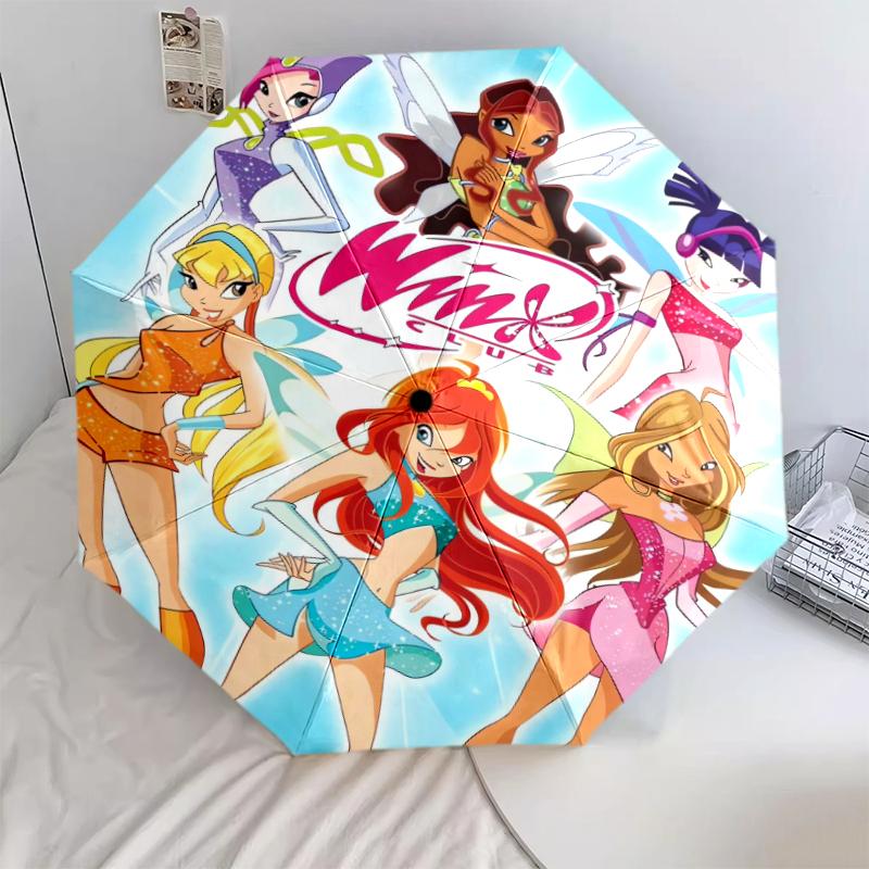 

1 шт. Автоматична складана парасолька -20260108 Візерунок Winx, Портативна та складана конструкція з 8 спицями, Різдвяні подарунки на день народження Q0027