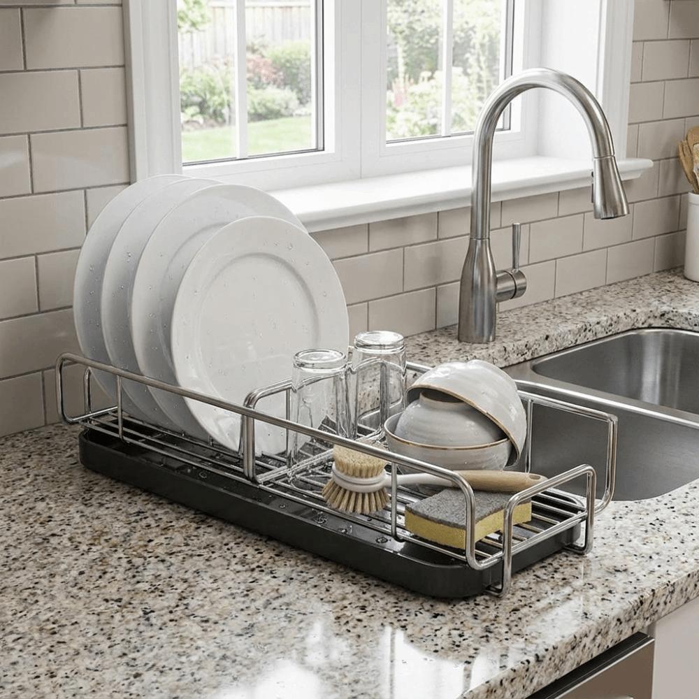 Detachable Drip Tray Dishcloth Drying Rack Rustproof Metal Kitchen Organizer Household Kitchen