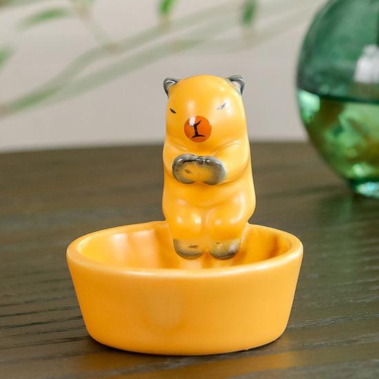 Ceramics Cat Ashtray Heat-resistant Lotus Leaf Kitten Capybara Ash Holder Ornament Home Office Outdoor Decorative Ash Tray