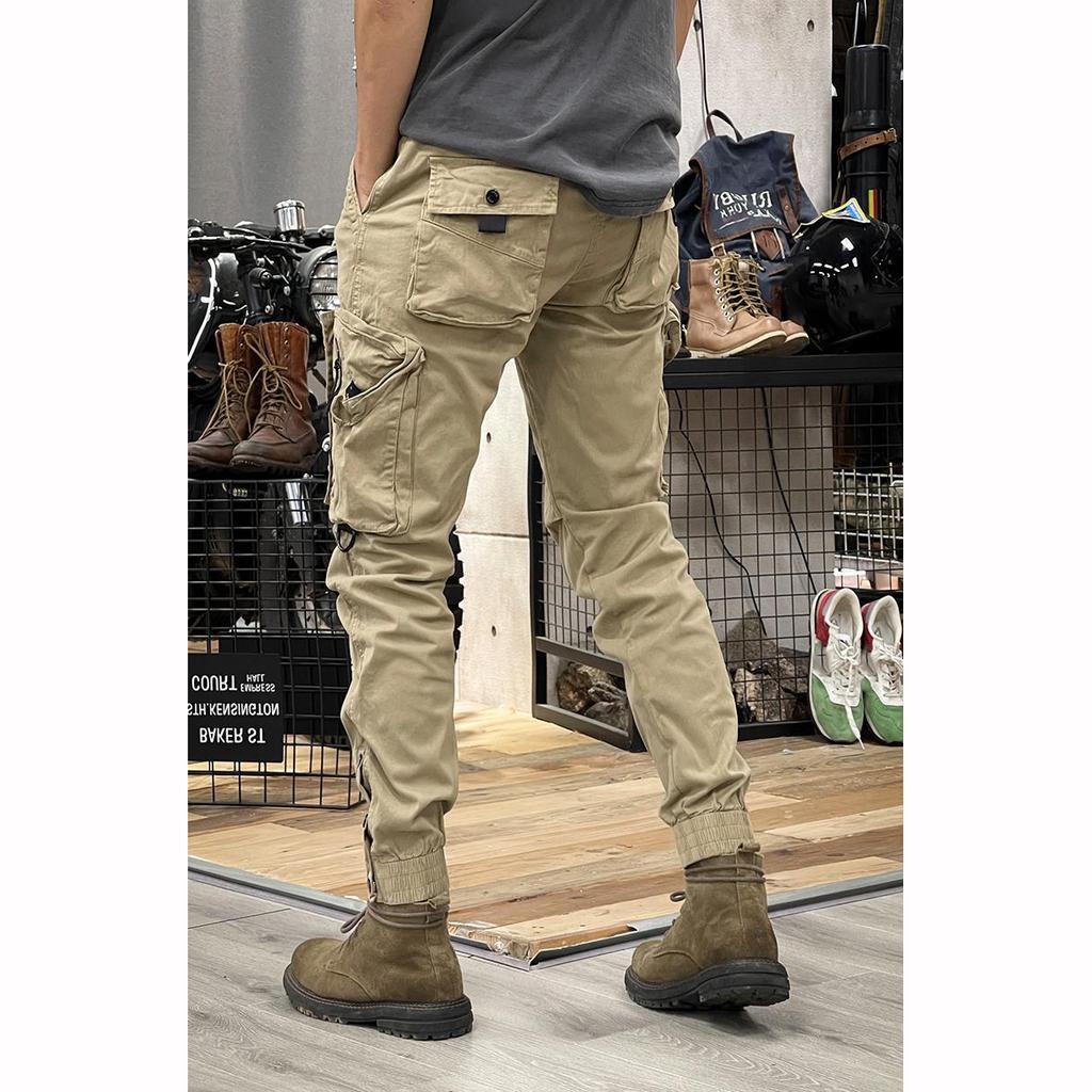 Spring Autumn American Pants Men's Straight Leg Outdoor Casual Pants Men's Drawstring Trousers Men