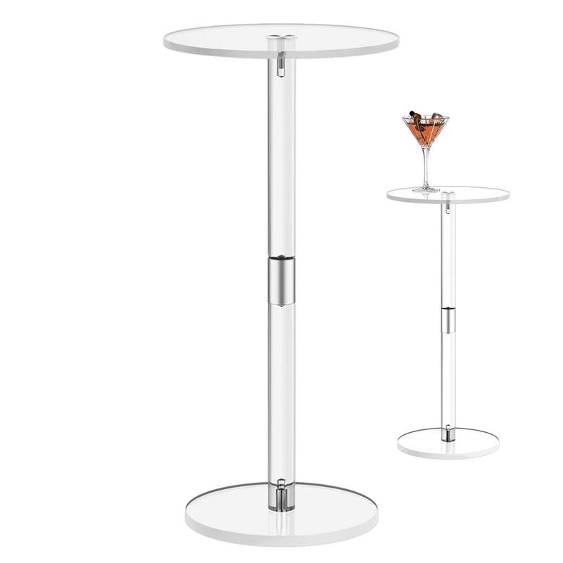 Drink Side Table Clear Small Round End Table for Phones Food Snack and Drink Modern Transparent Acrylic Side Table for Living