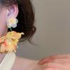 Beach Jewelry Simulated Flower Drop Earrings Silver Needle Vacation Style Earrings  Gift