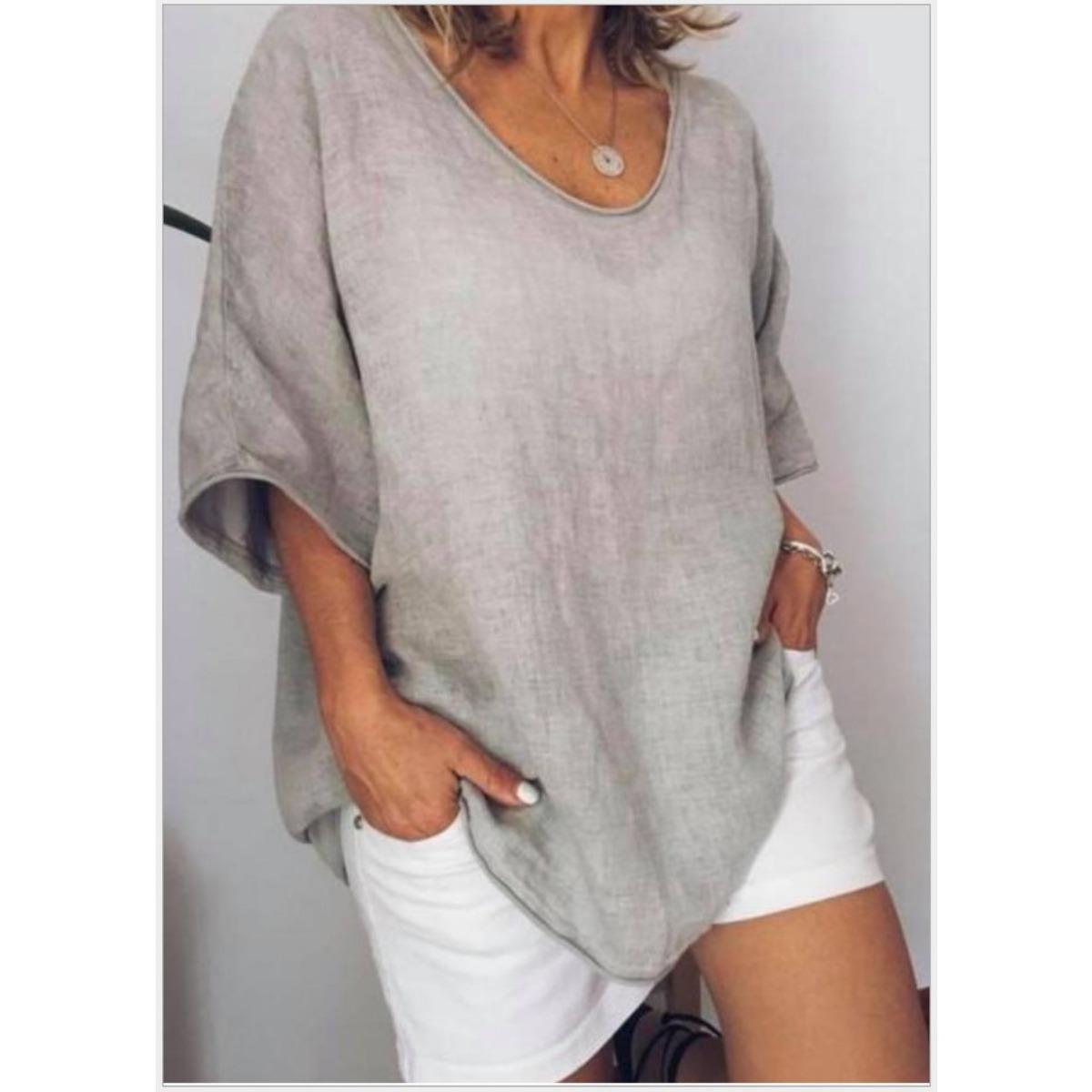 

Новая однотонная свободная футболка с короткими рукавами в стиле кэжуал из хлопка и льна 5XL