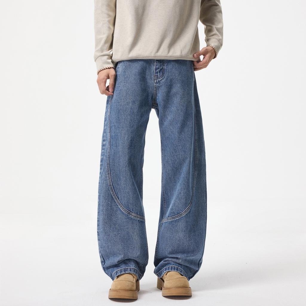 Men's Small Scimitar Jeans Men's Loose Wide-leg Pants Trendy New American Trousers Autumn Casual Pants