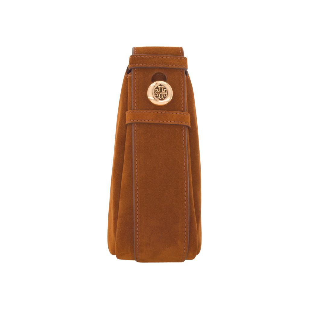 Tory Burch Romy Classic Logo Suede Shoulder Bag Medium Women shoulder bag Camel 177365-200