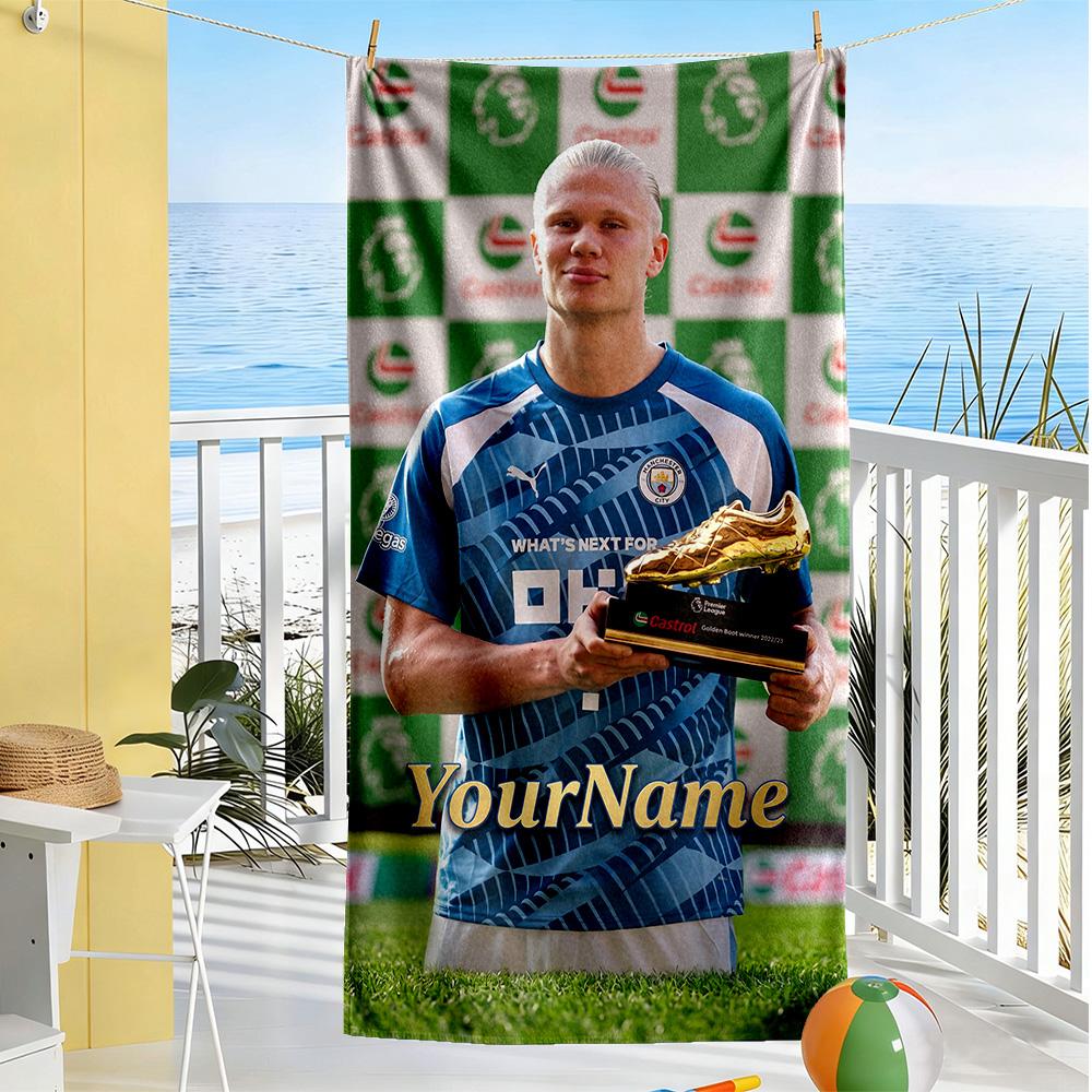 Haaland Customized Name Beach Towel Super Soft & Absorbent Perfect for Traveling Yoga Camping and Swimming