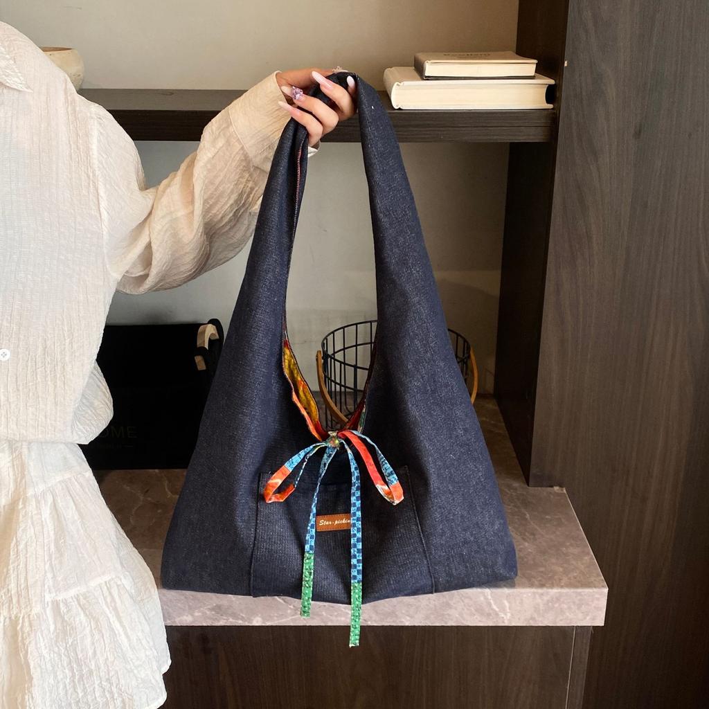 Spring and Summer New Retro Double-sided Vest Bag Saimi Style Shoulder Bag Large Capacity Shopping Bag Holder