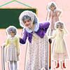 10pcs Kids Old Lady Costume Set 100th Day of School Costume for Halloween Cosplay Props for Girls