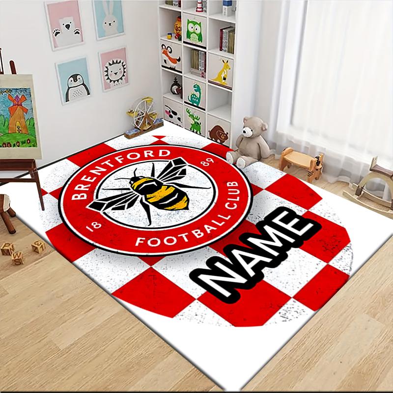 Custom Name Brentford Football Club Crest Carpet Rug Customizable Soft Washable Anti-Slip Home Living Room Sofa Mats Personalized Rug. 0909208