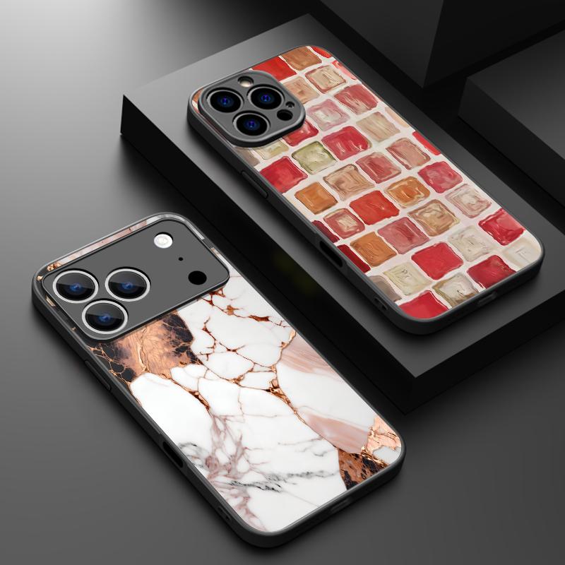 Thin Ring Magnetic For Magsafe Case For iPhone 17 Pro Max Case iPhone 16 15 14 13 Pro Max 17E Purple Marble Pattern Hybrid TPU+PC Matte Cover