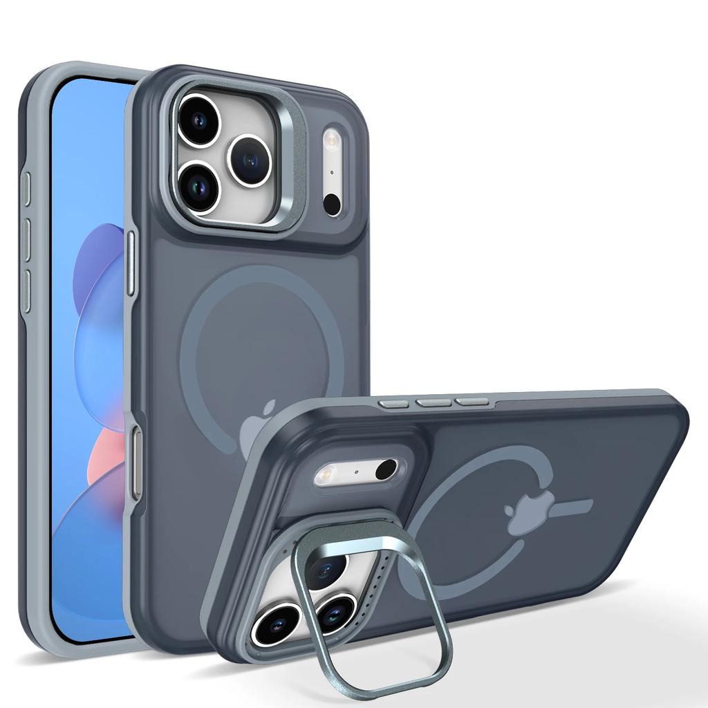 New Matte Transparent With Holder Shockproof Magnetic Magsafe Wireless Charge Phone Case for IPhone 17 Pro Max 17Pro 17Air Cover