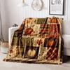 1pc, 2D Flat, of Ultra-Warm And Soft Blanket, Patchwork Plaid with Maple Leaf And Gourd Patterns, Suitable for All Seasons, for Sofa, Camping, Travel 