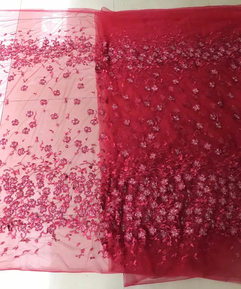 50x125cm Bleu Clair Rose Broderie Dentelle 3D Fleur Tissu Tissu pour Robe Vêtement Fond pour Mariage Senior Tournage en Direct