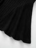 2025 Autumn/Winter Women's Slimming Ribbed Dress with Half-high Collar and Waist-cinching A-line Skirt, Long-sleeved European and American Style.