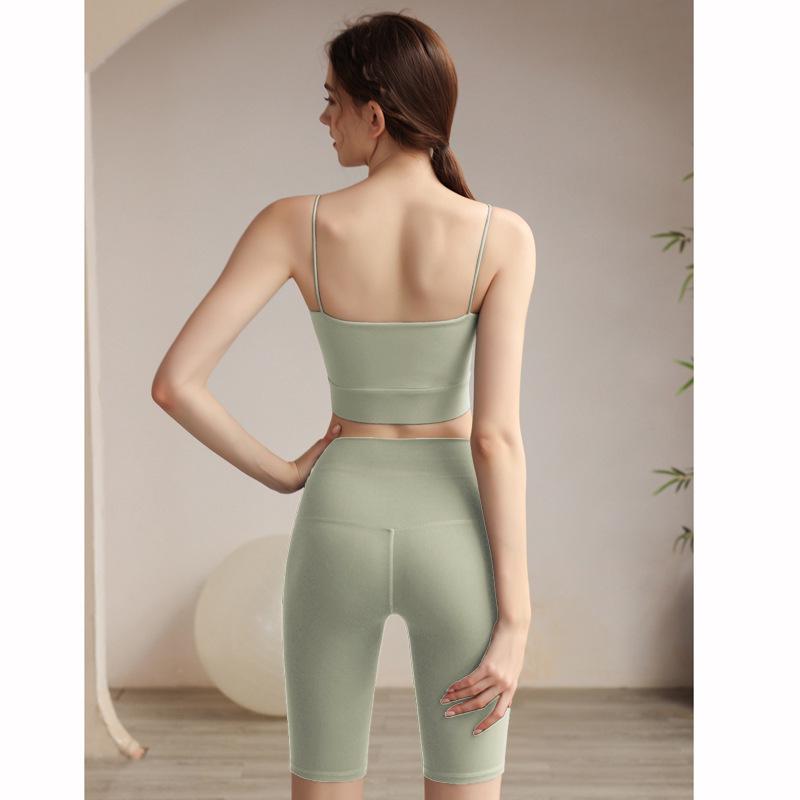 Spring/Summer Shockproof Slim Strap Sports Bra with Chest Pads - Women's Sexy Yoga Fitness Camisole