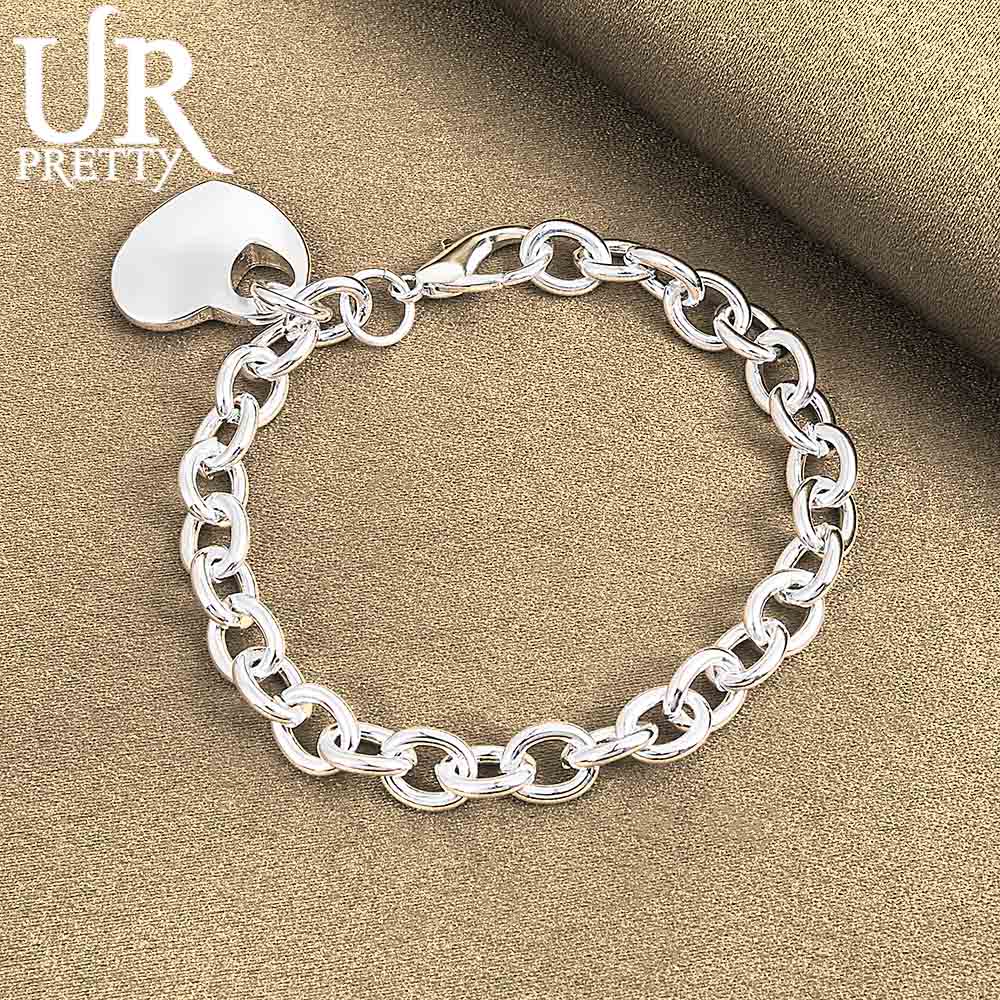 925 Sterling Silver Heart-shaped Pendant Bracelet Fashionable Wedding Jewelry