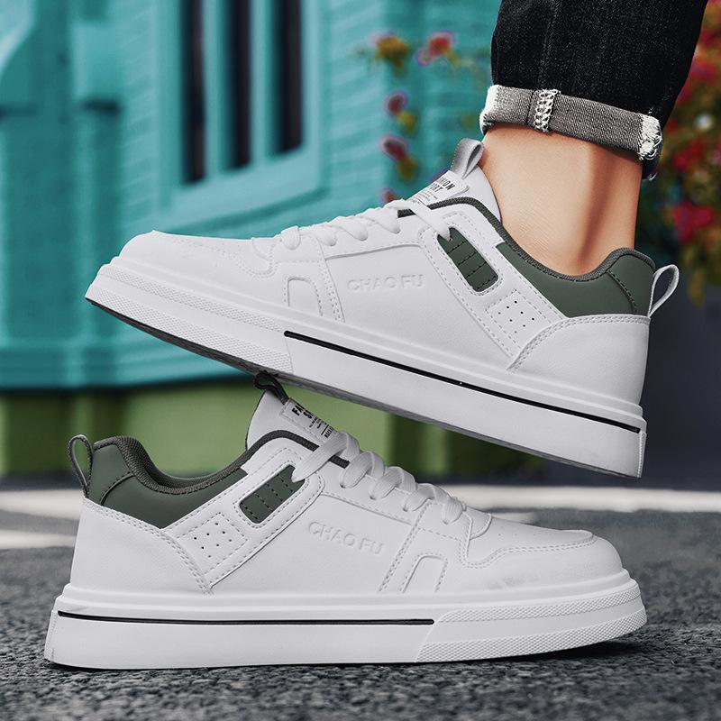 Retro trend low-top little white shoes men's casual skateboard sports shoes men's spring and autumn flat-bottomed lace-up board shoes men's
