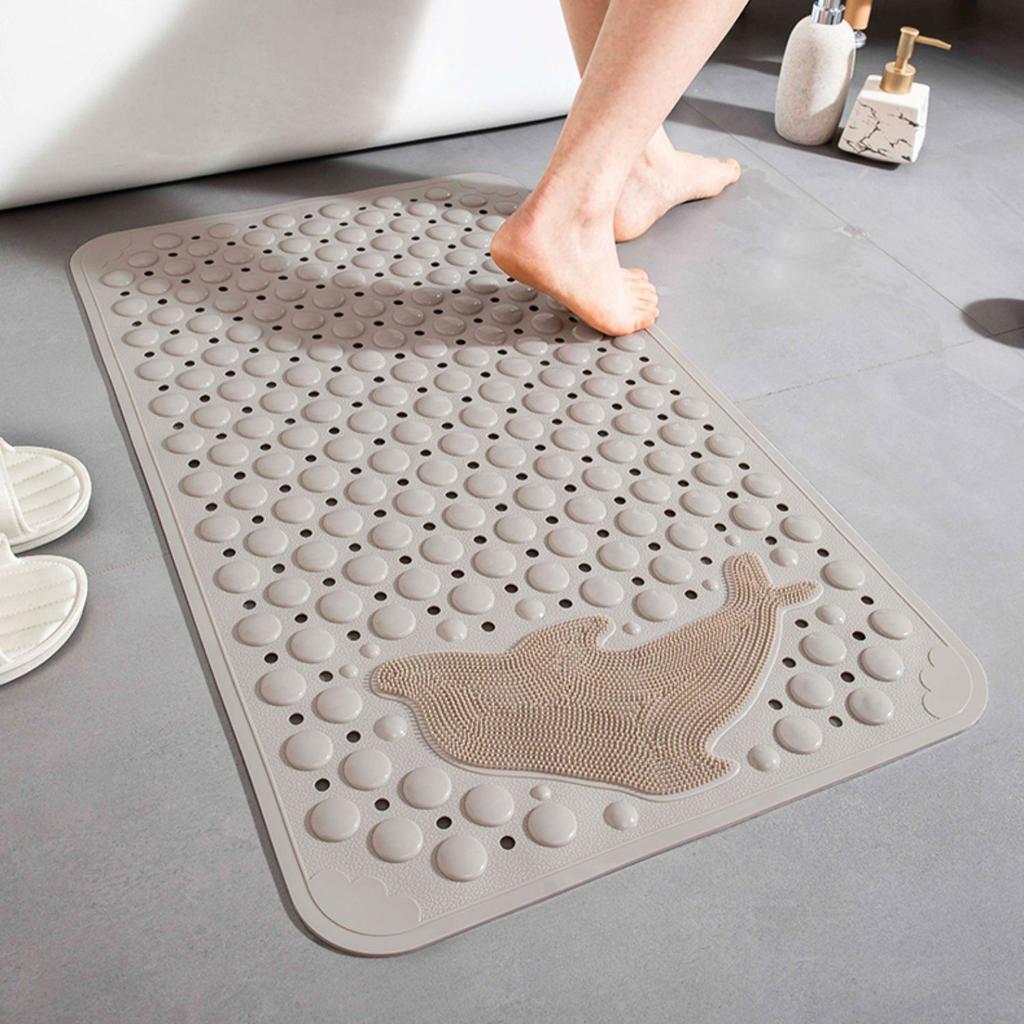 Tapis Anti-Glisse Salle de Bain PVC Douche Anti-Chute Tapis de Pied Épaissi Dauphin Massage Sol Salle de Bain Tapis de Bain Tapis de Douche