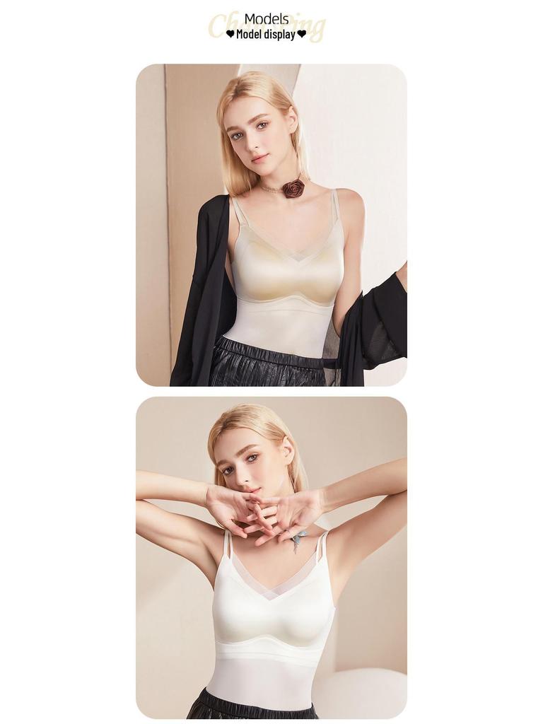 Damen Nahtloses Nude Camisole aus Maulbeerseide – Bequem, Hautfreundlich, Lang, Atmungsaktiv, Einfaches Westchen