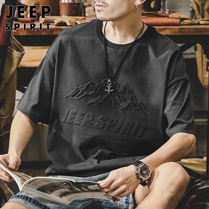 JEEP SPIRIT Men's Printed Round Neck Short Sleeve T-Shirt