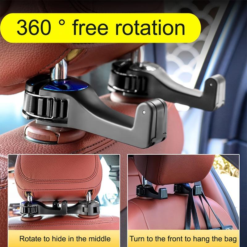 2Pcs Car-mounted Multi-functional Mobile Phone Holder Creative Rear Seat Headrest Hook Lock Buckle Style Car Phone Stand