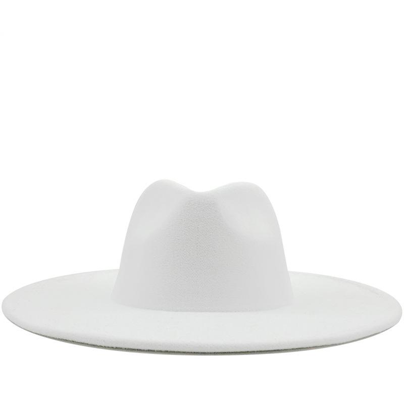 Unisex Wide Brim Wool Felt Jazz Fedora Hat for Autumn & Winter Fashion
