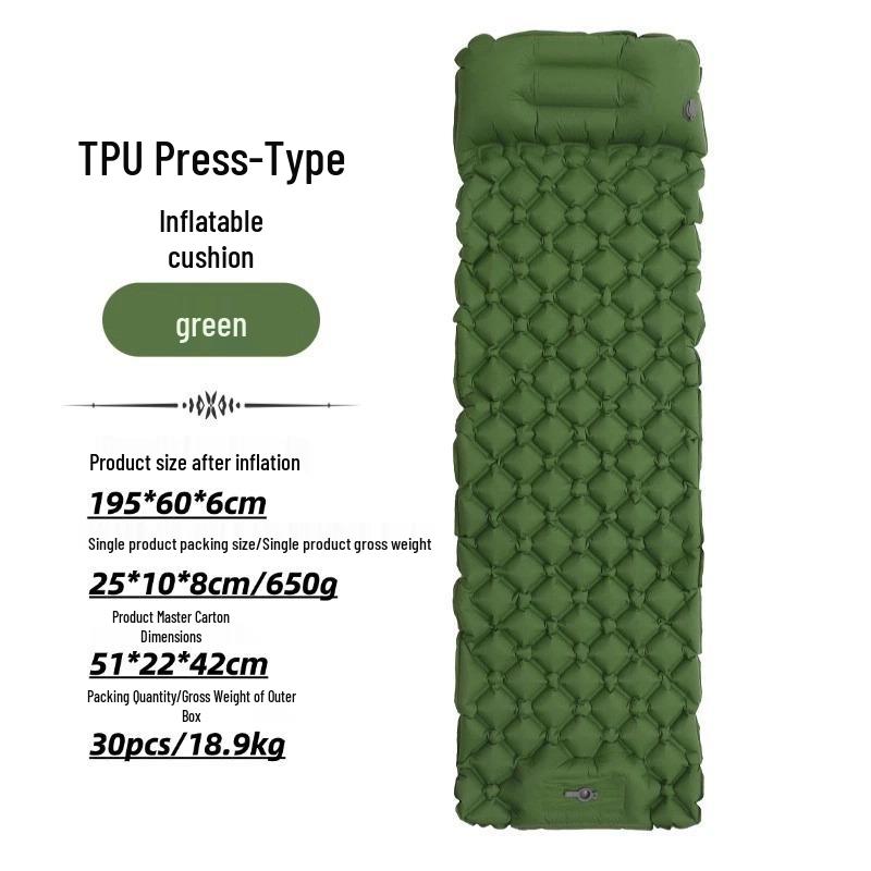 Cross-border Camping TPU Lightweight Inflatable Mat for Solo Hiking, Portable & Durable for Outdoor Camping & Mountaineering