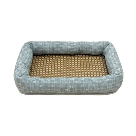 Summer Pet Cooling Bed Woven Cooling Mat Cat Bed Breathable Cooling Dog Bed with Raised Edges Anti-Slip Bottom for Small Dogs Cats M мятный зеленый