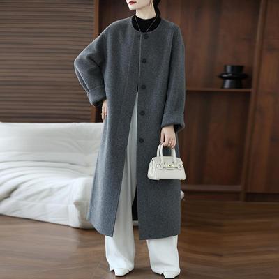 100% Wolle Damen Mantel Herbst Wolle Langer Mantel HandgemachtEr Erbsenmantel Winter Warme Wolle Lange Jacke Mantel