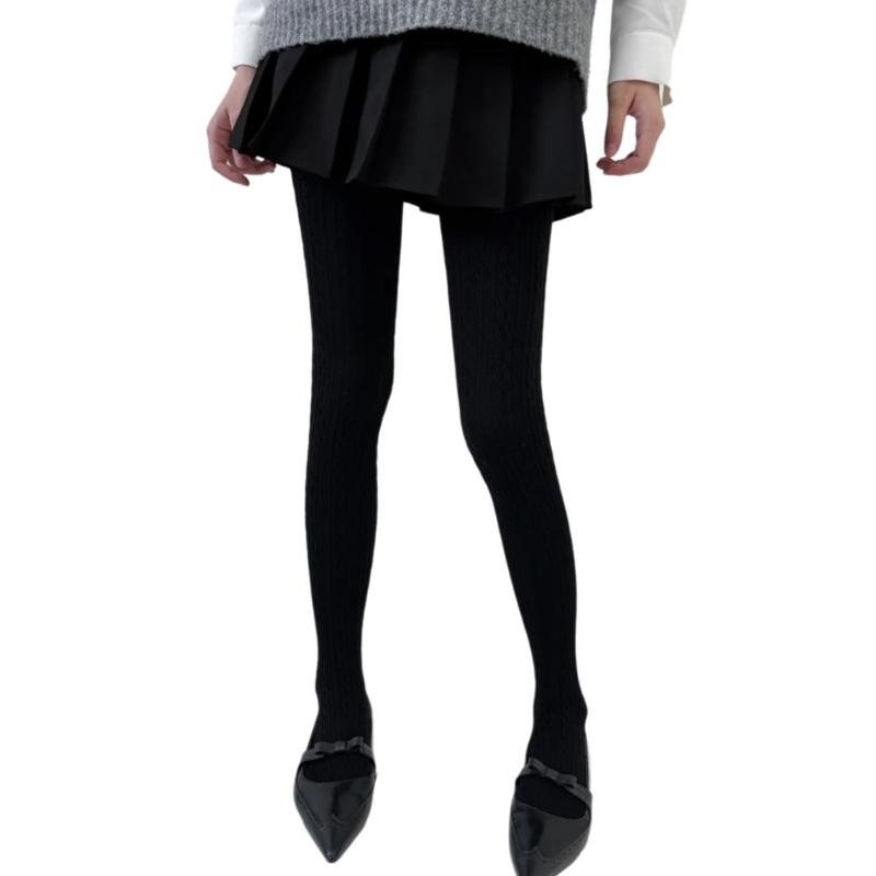 Women Vintage Twist Striped Pattern Jacquard Tights Winter Fall Opaque Pantyhose Stockings Slimming Leggings Hosiery