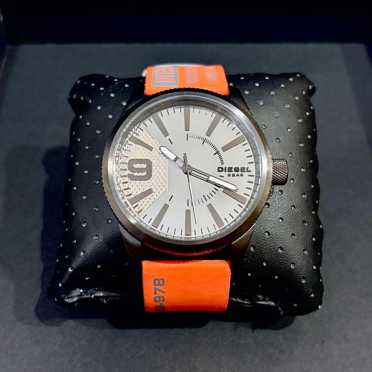 Used [Unused] DIESEL Watch DZ1933 Orange/Mirror Rubber Band Men s