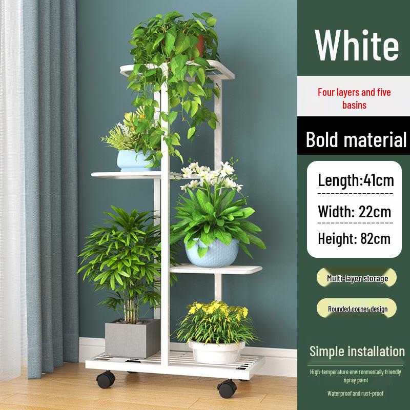Wrought Iron Multi-layer Flower Stand Shelf for Indoor and Balcony Plant Display