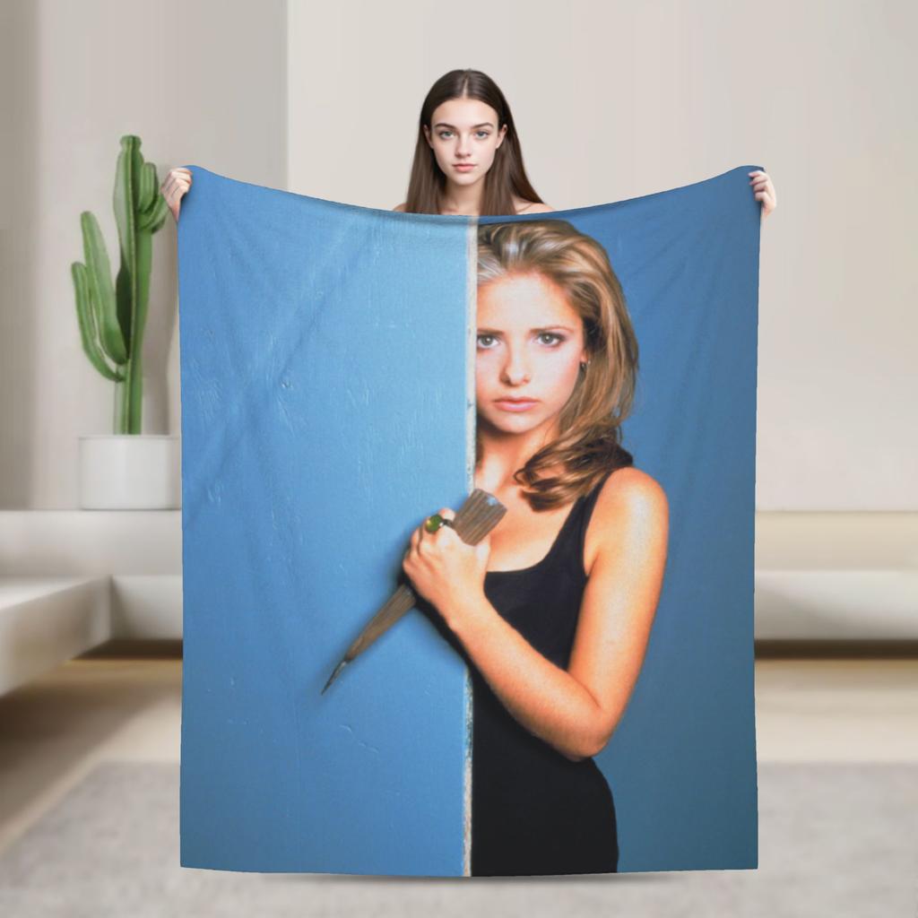 Buffy The Vampire Slayer Blanket Flannel Horror Movie Lightweight Thin Throw Blanket For Airplane Travel Bedroom Quilt