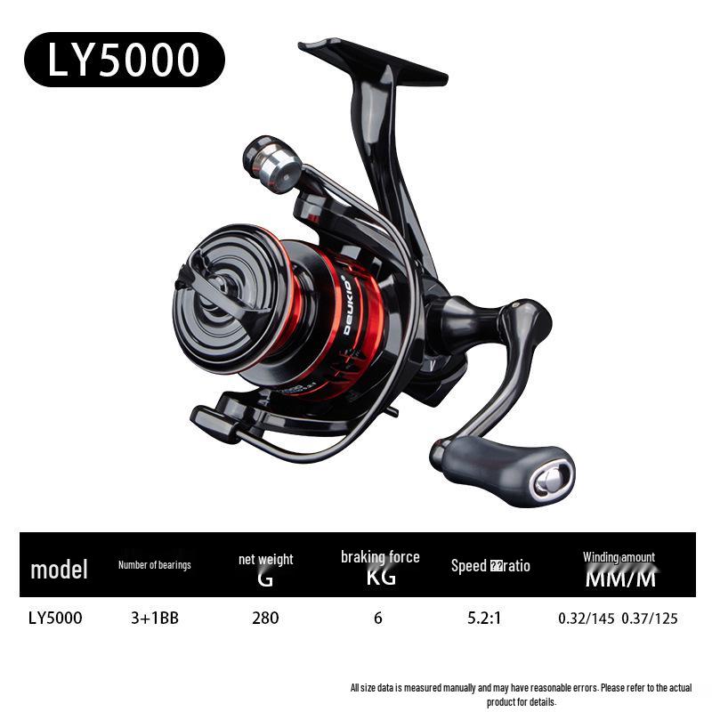 De Ququan All-Metal Gapless Spinning Fishing Reel for Saltwater