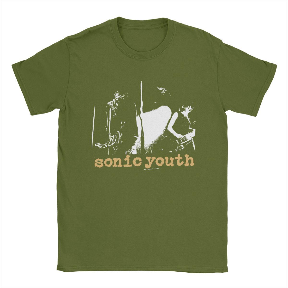 Comfortable season Heren T-shirt Sonic Youth Fun 100% Katoen T-shirt Korte Mouw T-shirt Ronde Hals Tops Zomer L legergroene kleur