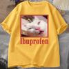Ibuprofen Cat Meme Tshirt Funny Cat Graphic Tee Cute Cat Lover Cotton T-Shirt Casual Funny T Shirts Unisex Oversized Tshirt Tee