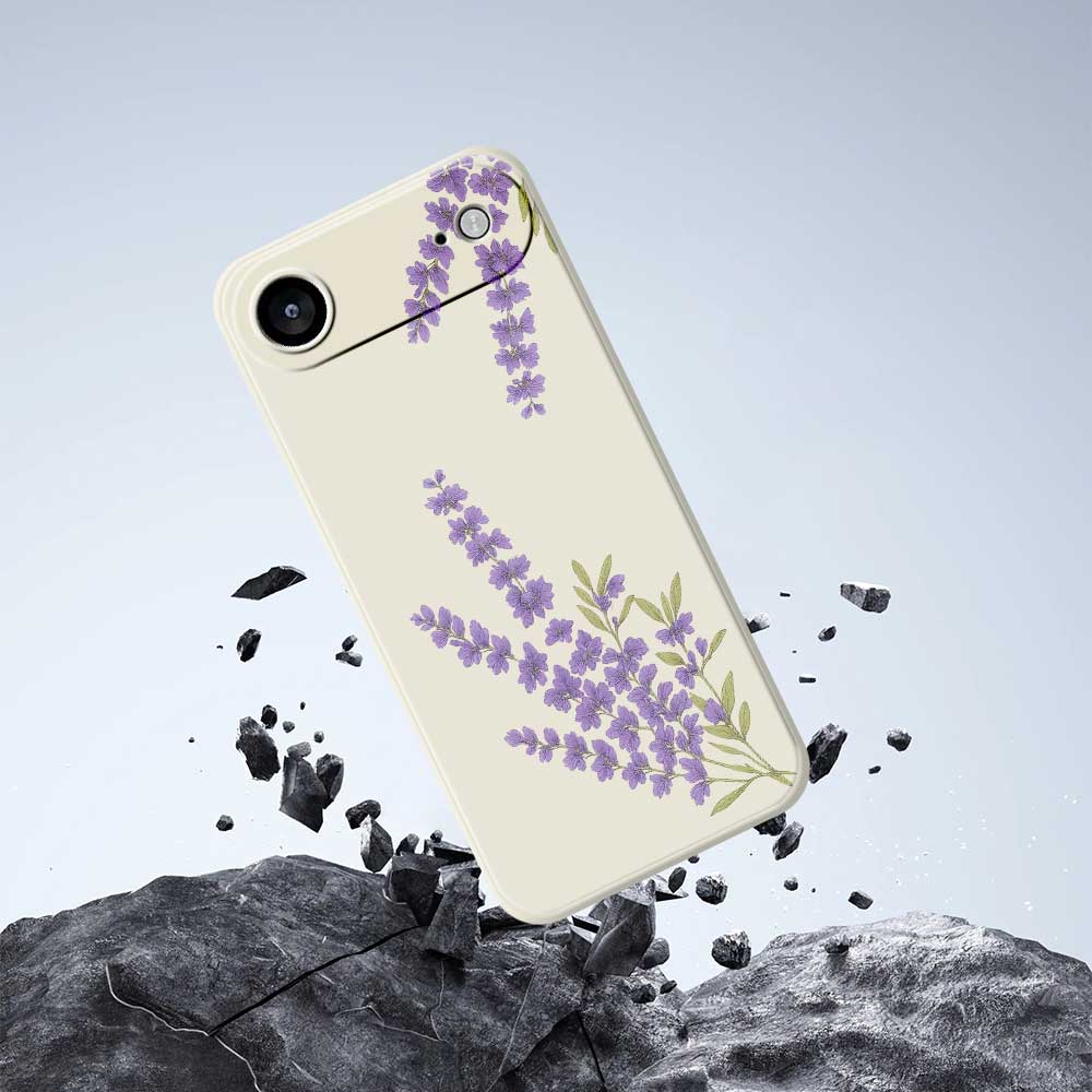 For iPhone 17 Air Case Lavender Pattern Printing Straight Edge TPU Phone Back Cover