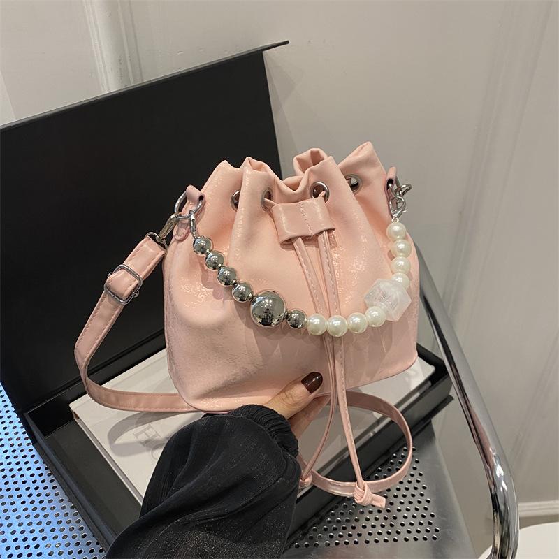 Large Capacity Bag Fashion Pearl Handbag Texture Pu Shoulder Bag Niche Versatile Bucket Bag