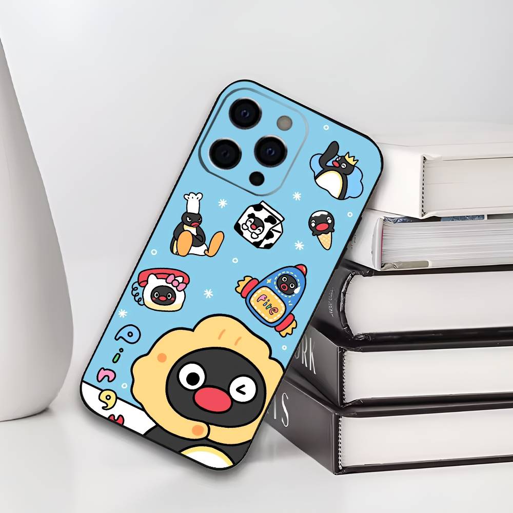 Cute Kawaii P-Penguin Phone Case For iPhone 17,16,15,14,13,12,11 Plus,Pro Max,XS,Soft Silicone Black Cover