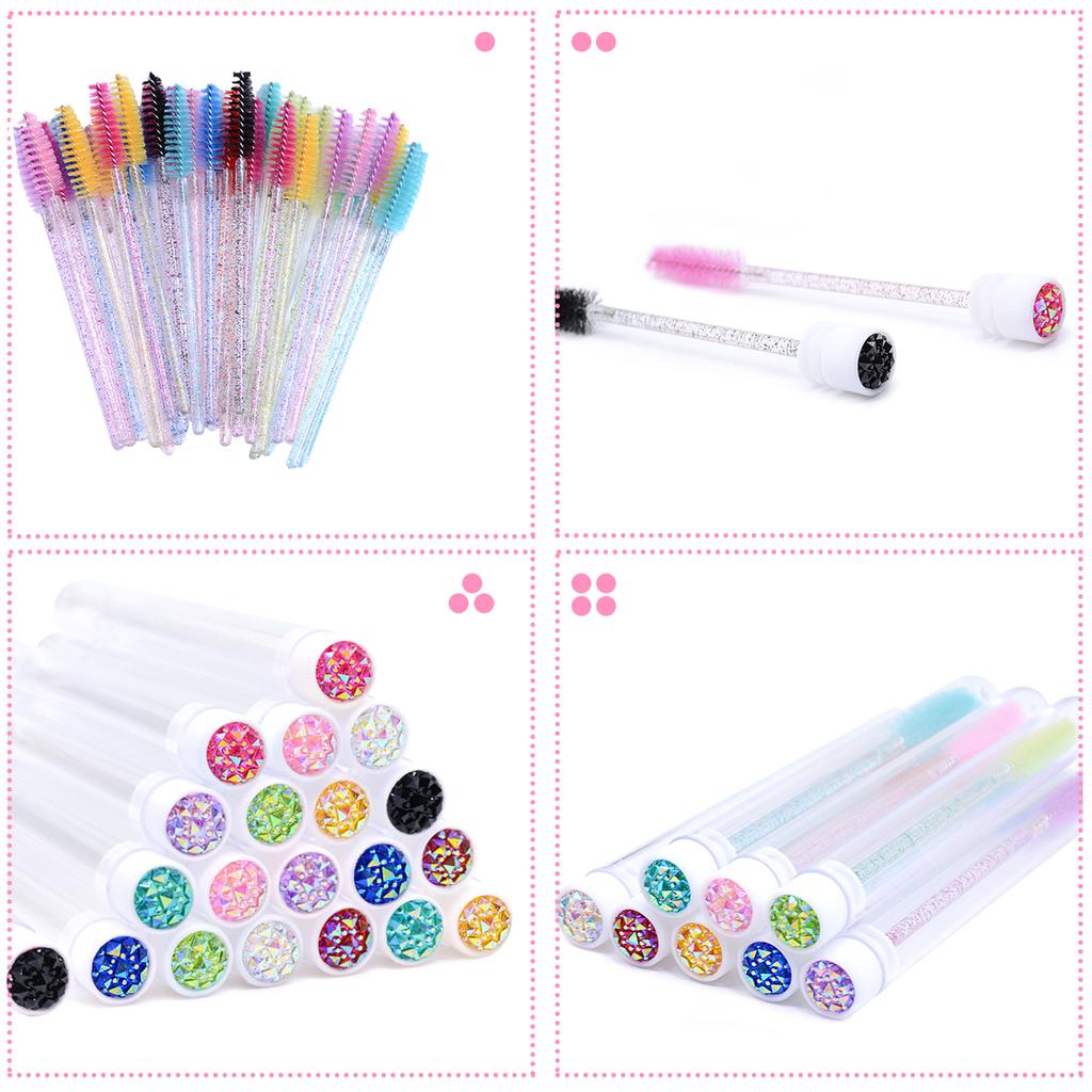 With Crystal Lash Mascara Wands Eyebrow Comb Spoolies Container Lash Brush Applicators Makeup Tools 50Pcs Eyelash Brush Tubes