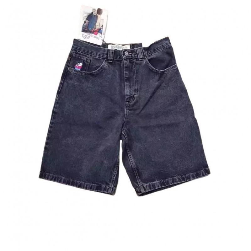 Mens Hip Hop Wide Leg Denim Shorts Casual Straight Cut Cotton Short Pants Youth Fall