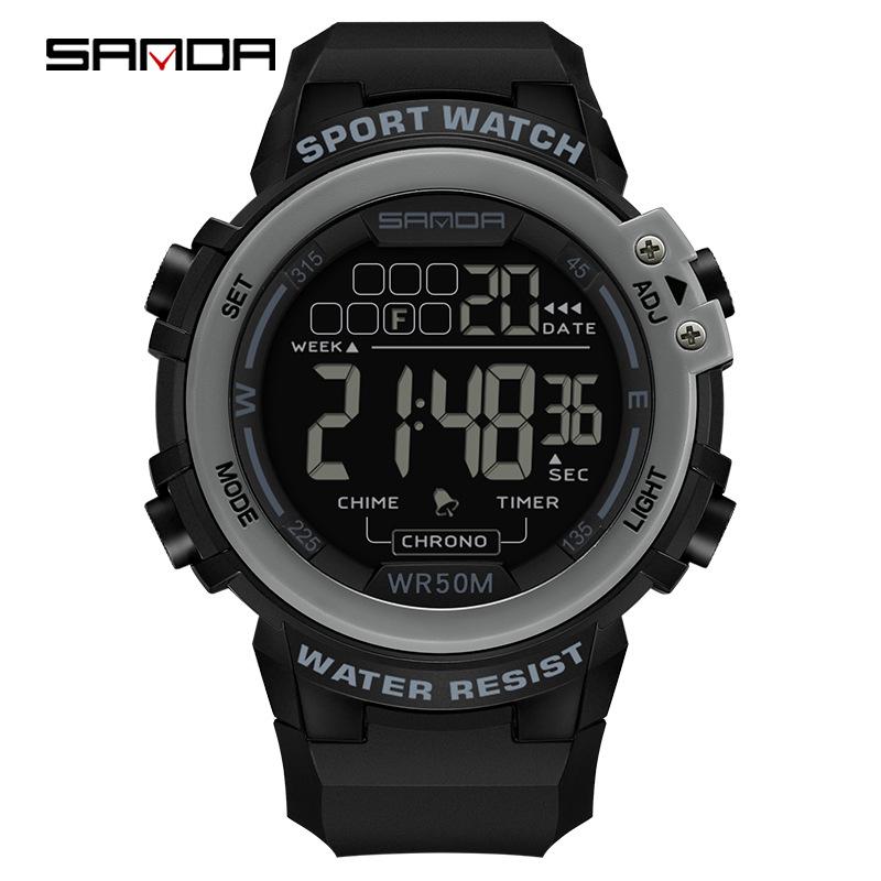 Sanda Luminous Waterproof Sports Watch: Multifunctional Alarm Clock Wristwatch for Men and Women