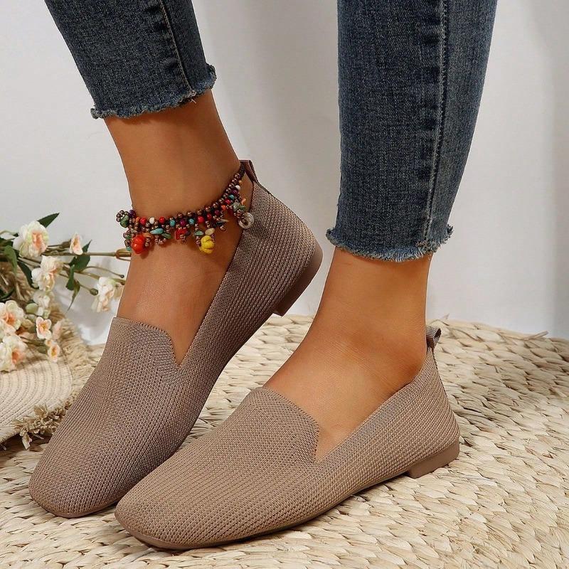 

Новая весна новая квадратная голова плоская подошва муха тканые одинарные туфли женские ноги 43 хаки