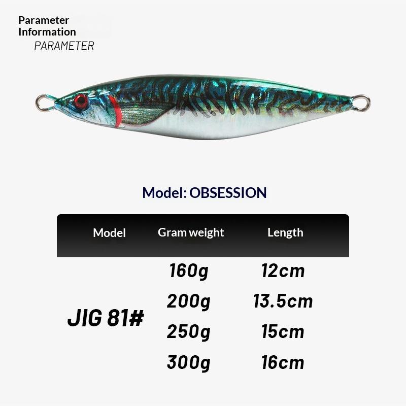Lead Fish Jig Lure 160g-400g Boat & Sea Fishing Artificial Hard Bait 3D Printed Slow Shaking Without Hooks for Saltwater Fish