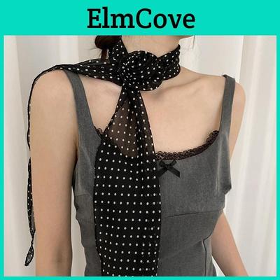 Foulard in Seta da Donna Lungo con Fantasia a Pois Nastri Traspiranti per Stile Autunnale