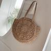 Round Straw Tote Bag Handmade Woven Shoulder Bag Trendy Straw Weave Bag  Travel