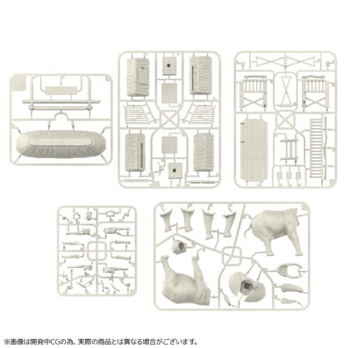 Kaiyodo ART PLA Tourist and African Elephant Set, 1/35 Scale, Unpainted and Unassembled Plastic Model Kit, Molded Color, AP010